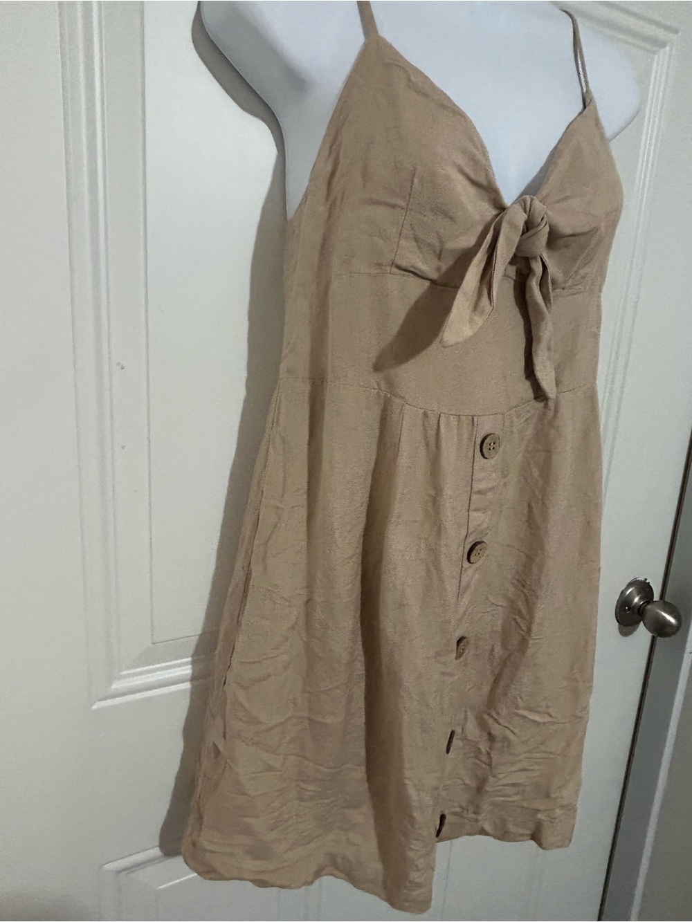 Primark Beige Smocked Waist Dress